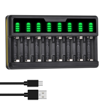 16340 rechargeable battery li-ion battery USB 8 slots charger built in USB cable